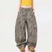 European And American Style Hot Girl Leopard Print Straight Jeans For Women New Mid-High Waist Loose Casual_ecoleips.com