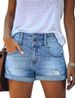 Aria Basics Aria Basics 2025 European And American Spring Summer New Washed Ripped Bleached High Waist Slim Fit Women's Denim Shorts In_ecoleips.com