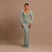 Women's Clothing Temperament Lady Long Sleeved Square Collar Dress Sexy Solid Color Elegant Banquet Evening Dress_ecoleips.com