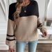 Women's Long Sleeve Color Block Sweater - Loose Knit Pullover With Lantern Sleeves, Soft Acrylic Blend, Casual & Office Wear_ecoleips.com