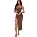 Summer Sexy Backless Slim Fit Dress for European American Women Solid Color Tie up Slit Design Hot Girls Clothing_ecoleips.com