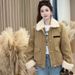 girl Lamb Wool Pachwork Fleece Coa For Women 2025 Auumn Winer New Vinage Commuer Turn-Down Collar Workwear Coon_ecoleips.com