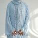 Voya Women's Elegant Chiffon Kaftan Cardigan - Long Open Front Robe With 3D Floral Applique Trim, Blue Beach Cover Up, Summer Evening Wear_ecoleips.com