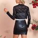 European And American Cross-border 2026 Elegant Women's Cardigan With Spliced Front Panel, Fashionable Trim, Short Lace_ecoleips.com