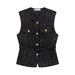 Aria Basics ZARZ Custom-made European And American Style New Women's Clothing Classic Fashion Versatile Belted Sequined Woolen Vest_ecoleips.com