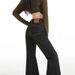 In-stock Stretchy High-waisted Black Gold Contrast-stitched Wide-leg Flared Jeans Women, Autumn Pear-shaped Body,_ecoleips.com
