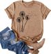 MaQiYa Womens Cute Make A Wish Dandelion Printed Tee Shirts Summer Cotton Vintage Graphic Tees Tops_ecoleips.com