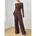 Women's Clothing Women's Wide Leg Pants Two Piece Set Loose Fitting Soft And Stylish Conceals Irregularities For Formal & Casual_ecoleips.com