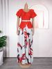 Women's Clothing Plus Size Clothes Print Maxi Dress For Women – Elegant Long Sleeve Lemon Yellow/Red/Black/Green (L-3XL)_ecoleips.com