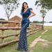 Women's Clothing New Sexy Deep V Sequined Evening Dress Banquet Temperament Slim Lotus Leaf Sleeve Long Party Dress_ecoleips.com