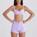 Women's Color Block Faux Two-Piece Set with White Striped Running Pants And Twisted Halter Neck Sports Bra Yoga Outfit_ecoleips.com