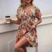 Floral Print V-Neck Bodycon Sundress - Stretch Chiffon Sleeveless Dress For Women, Casual Bodycon Fit_ecoleips.com