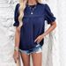 Women's T-Shirt Spring And Summer Casual Solid-Color Short-Sleeved Cutout Top_ecoleips.com