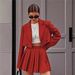 New Short Suit Shorts Suit Double Breasted Short Suit + Pleated Short Skirt Pants_ecoleips.com