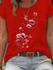 Purple Floral Branch Women's Tee - Delicate Watercolor Flower Graphic, Casual Light Purple Top_ecoleips.com