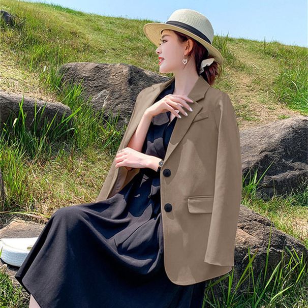 Women's Spring Autumn Blazer Mid-Length Petite Style Versatile Fashionable New Suit Outerwear_ecoleips.com