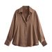 Verve New Autumn Women's Fashion Versatile Satin Texture Draped Long Sleeve Shirt For Women2197745_ecoleips.com