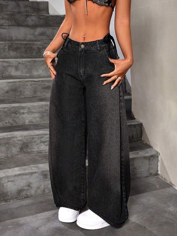 Women's Clothing Retro Wide Leg Jeans Loose Straight Leg Trousers Unique Street Style Washed Effect Floor Length Spring/Autumn Fashion_ecoleips.com