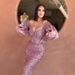 Women's Clothing V Neck One Shoulder Sleeve Super Shiny Fishtail Skirt Long Dress Red Carpet Banquet Evening Dress_ecoleips.com
