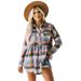Verve 2025 Women's Tops Autumn Winter New Turn-down Collar Long Sleeve Pocket Casual Plaid Shirt_ecoleips.com