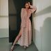 European And American Women's Fashion 2026 Early Spring New Floral Sexy Deep V-Neck Tie-Waist Side-Slit Long Dress_ecoleips.com
