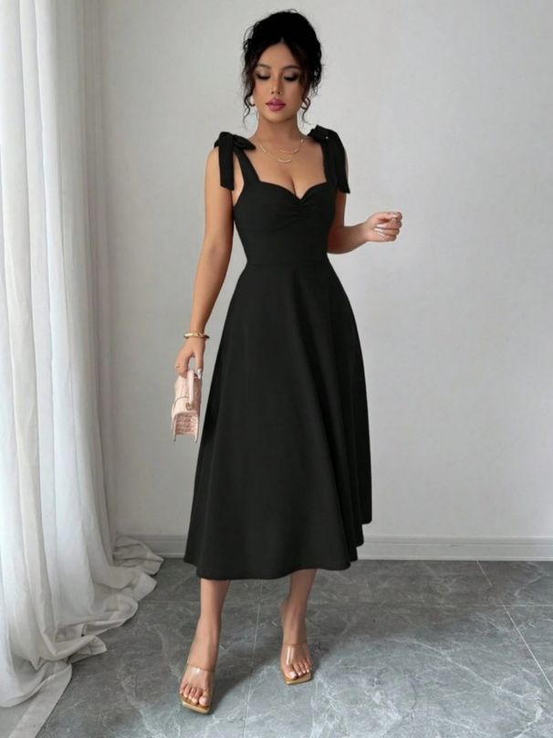 Elegant Women's Solid Color Suspender Long Dress Spring/Summer New Arrivals Independent Website European And American Style_ecoleips.com