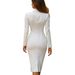 European And American Women's Solid Color Long Sleeve Suit Collar Dress 2025 Foreign Trade Independent Website Slim Fit Long Dress_ecoleips.com