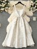 New Exquisite Dress Female Palace Style French Retro Jacquard Big Swing Skirt Lady Temperament Waist Vest Dress_ecoleips.com