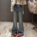 Plus Size Vintage Flare Jeans For Women – Stretchy High-Waisted Rhinestone Embellished Bootcut Denim Pants (Blue, S-3XL)_ecoleips.com