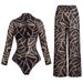 Women's Long Sleeved One Piece Swimsuit SPF Sun Protection European American Style Cross Border Long Pants 2026_ecoleips.com