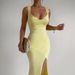 2025 Summer New Fashion Elegant Sleeveless Backless Tie Slim Fit Split Dress For Women_ecoleips.com
