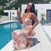European And American Style Women's Clothing 2024 Summer New Printed Slim-fit Backless Strap Dress_ecoleips.com