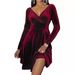 Women's Clothing 2025 Spring And Autumn Christmas Long Sleeve V-neck Dress_ecoleips.com