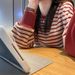 Factory Wholesale Korean Style Early Autumn New Red Striped Sweatshirt For Women, Lazy High-End Loose Casual Long Sleeve_ecoleips.com