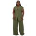 Plus Size V-Neck Sleeveless Two Piece Set Casual American Style Fashion Spring/Summer Pant Suit_ecoleips.com