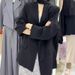 Black Women's Blazer 2026 Spring Fashion New Versatile High-end V-neck Loose Slimming Ribbon Elegant Coat_ecoleips.com