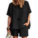Women's Sports Suit Casual Loose Fit Chic Short Sleeve Solid Color Spring Summer Fashion Set_ecoleips.com