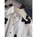 Bohemian Floral Print Loose Fit Long Sleeve Blouse For Women – Stylish & Versatile Casual Top With Stripe Accents_ecoleips.com