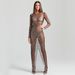 Women's Clothing Sexy Hot Diamond Blouse Mesh Long Sleeve Slit Dress_ecoleips.com