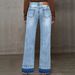 "Women's Slim Fit Flared Jeans - Light Blue Washed Denim With Stitching Detail For Casual Chic"_ecoleips.com