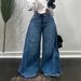 2025 New Spring Retro European And American Style Wide Leg Jeans Stitching Floor Length Flared Pants Tassels_ecoleips.com