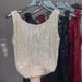 Women's Clothing Sequined Camisole Top American Style Sleeveless Inner Clothing Sexy Mature New_ecoleips.com