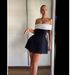 One Shoulder Black And White Contrast Waist A Line Design Bowknot Dress_ecoleips.com