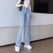 Light Blue Flared Jeans For Women, 2025 Autumn New High-waisted Stretch Slimming Bell-bottom Pants_ecoleips.com