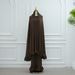 Muslim Dress Women Elegant Solid-Color Abaya Set With Oversized Headscarf – Modest Muslim Dress Inspired By Dubai & Türkiye Fashion_ecoleips.com