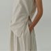 Aria Basics Aria Basics European And American Linen-cotton Summer Simple Side-slit Double-pocket A-line Skirt, Loose Elastic Waist Half Skirt_ecoleips.com