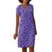 Women's Cotton And Linen Digital Printed V-Neck Loose Dress_ecoleips.com