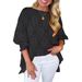 Women’S Floral Print Round-Neck Blouse – Summer Ruffle Sleeve Top With Artistic Draping (5 Vibrant Colors, Relaxed Fit, Breathable Polyester)_ecoleips.com