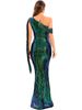 Dramatic One-Shoulder Sequin Gown - Asymmetric Backless Evening Dress With Flowing Sash (S-XL)_ecoleips.com