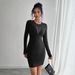 European American Cross-border 2026 Spring And Autumn New Women's Solid Color Mesh Splicing Chest Design Long-sleeve_ecoleips.com